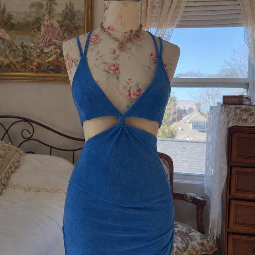 Blue mini Dress  Cutout going out dress